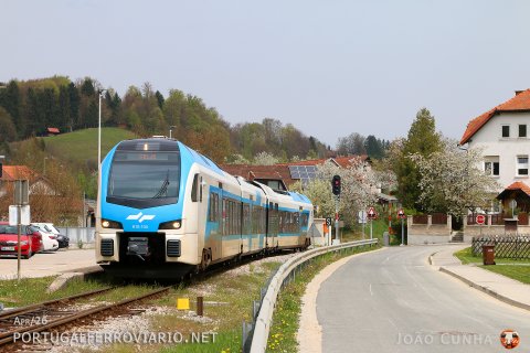 Stopped at Grobelno, 610.003 is seen operating LPV 3710 from Rogatec to Celje
