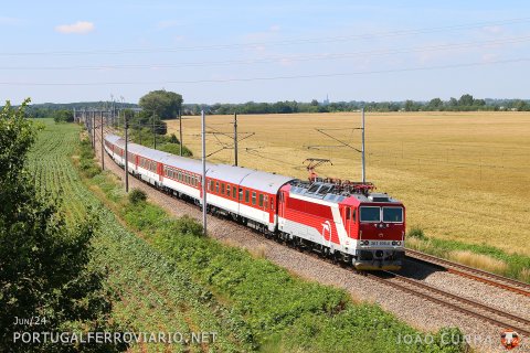 Intercity train from Bratislava to Kosice in Drahovce lead by 361.106