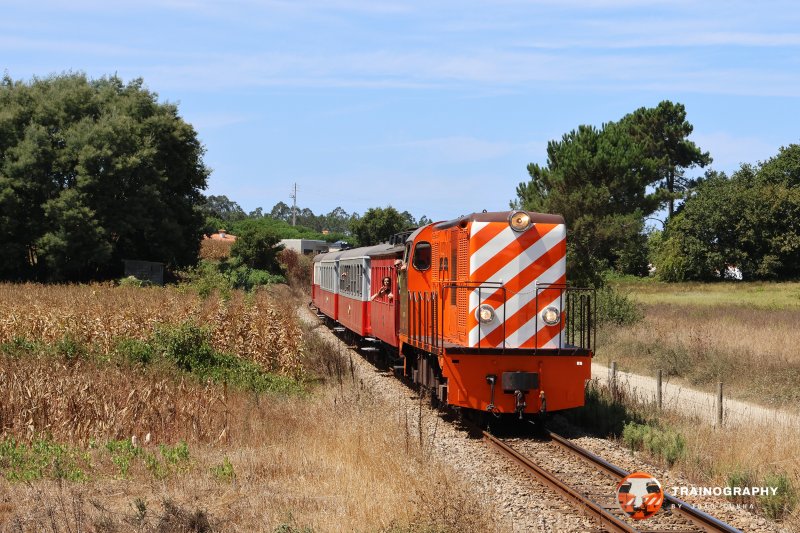 The beautiful 9005 in its orange livery passes Azurva heading to Macinhata do Vouga.