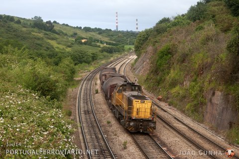 Empty train lead by a Vossloh locomotive