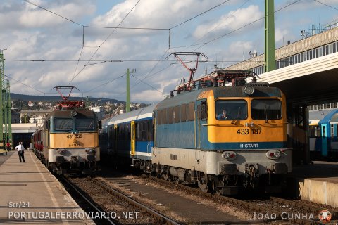 Two series of Ganz-built locomotives waiting departure time at Budapest-Déli, bound for the Balaton lake region