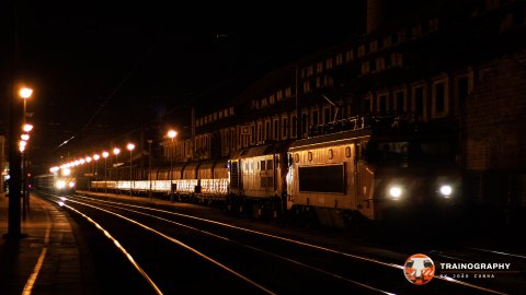 CP 2621 is seen departing Pampilhosa while another train waits on the parallel track to follow