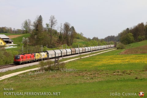Empty coal train descending from Spielfeld to Koper seen near Ostrozno with 541.109 + 541.002