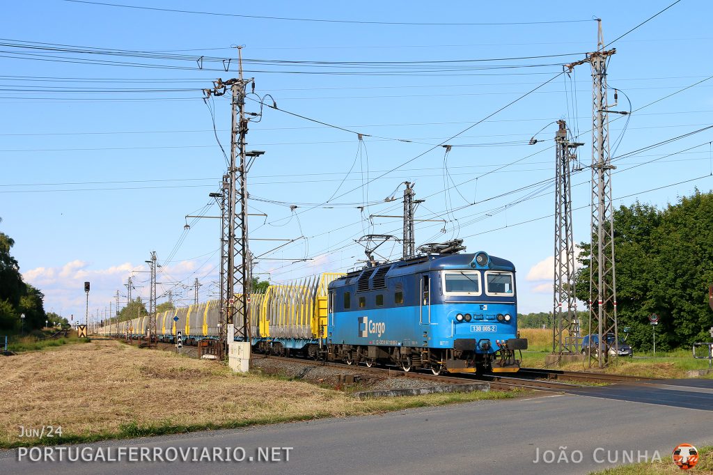 Empty wood train pulled by 130.005 at Suchdol nad Odrou